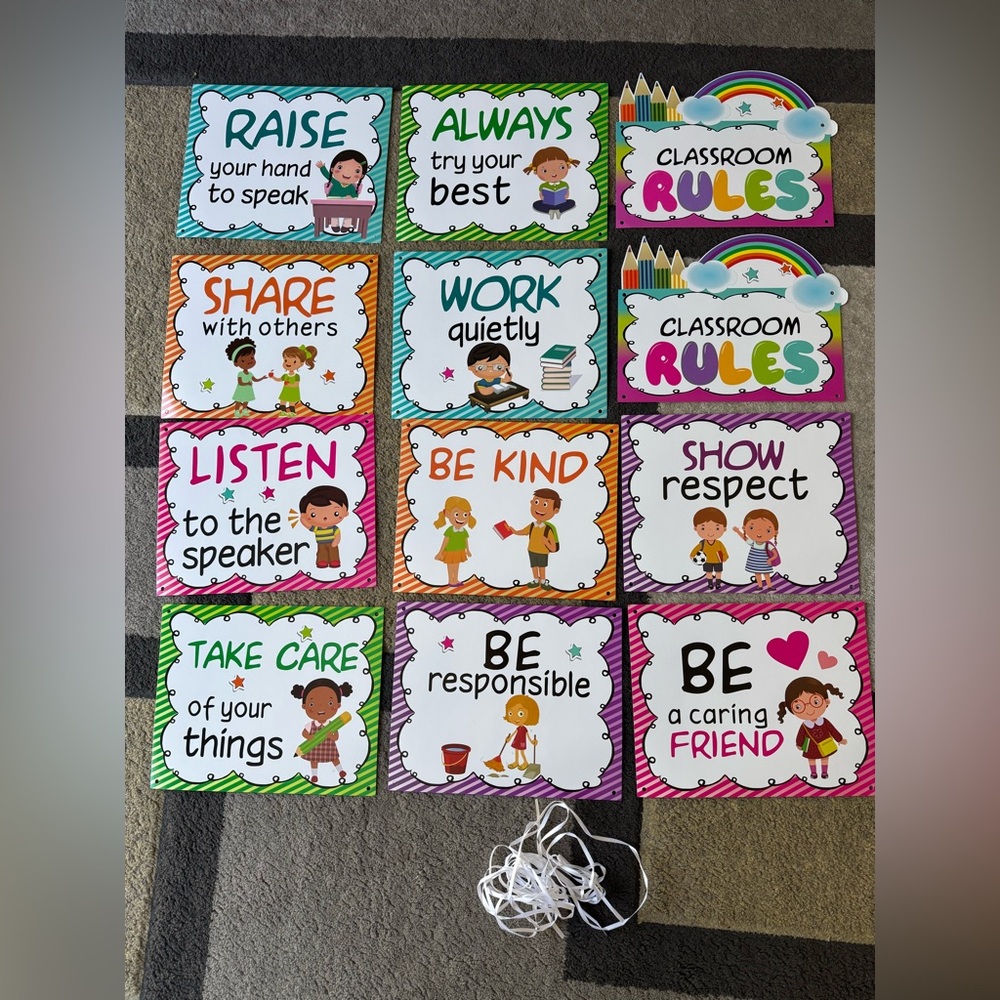 Classroom Colorful Posters Set of 12 for Kids Teacher NEW